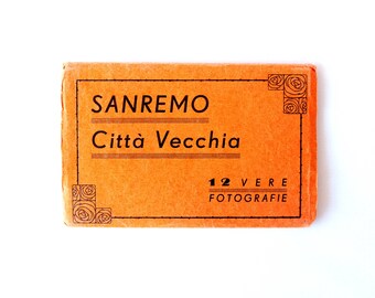 Sanremo foldout photo album with 12 black and white pictures, Italian souvenir, collectible real photo postcard booklet