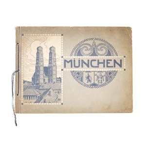 Antikes München Fotoalbum, Sammlerbuch, großformatiges Souvenir Souvenir aus Deutschland, 1910er Jahre