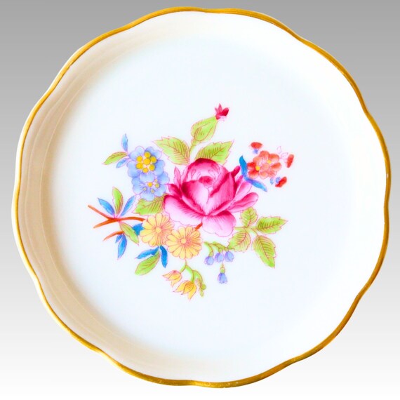 Handpainted circle Herend porcelain ring dish wit… - image 3