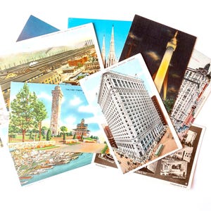 10 vintage US postcards, American postcard collection, collectible postcards, craft supply for collage, journal, scrapbook