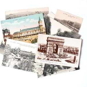 Dieci cartoline d'epoca di Parigi, collezione di cartoline francesi, materiali per progetti di diario spazzatura e arte della carta, postcrossing