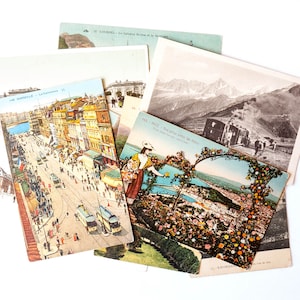 Dez cartões postais franceses vintage, cartões postais colecionáveis da França, suprimentos de artesanato para scrapbooking, diários, colagens