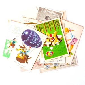 15 cartoline pasquali vintage, cartoline di auguri da collezione, materiali per collage, album, diari, progetti di arte con la carta