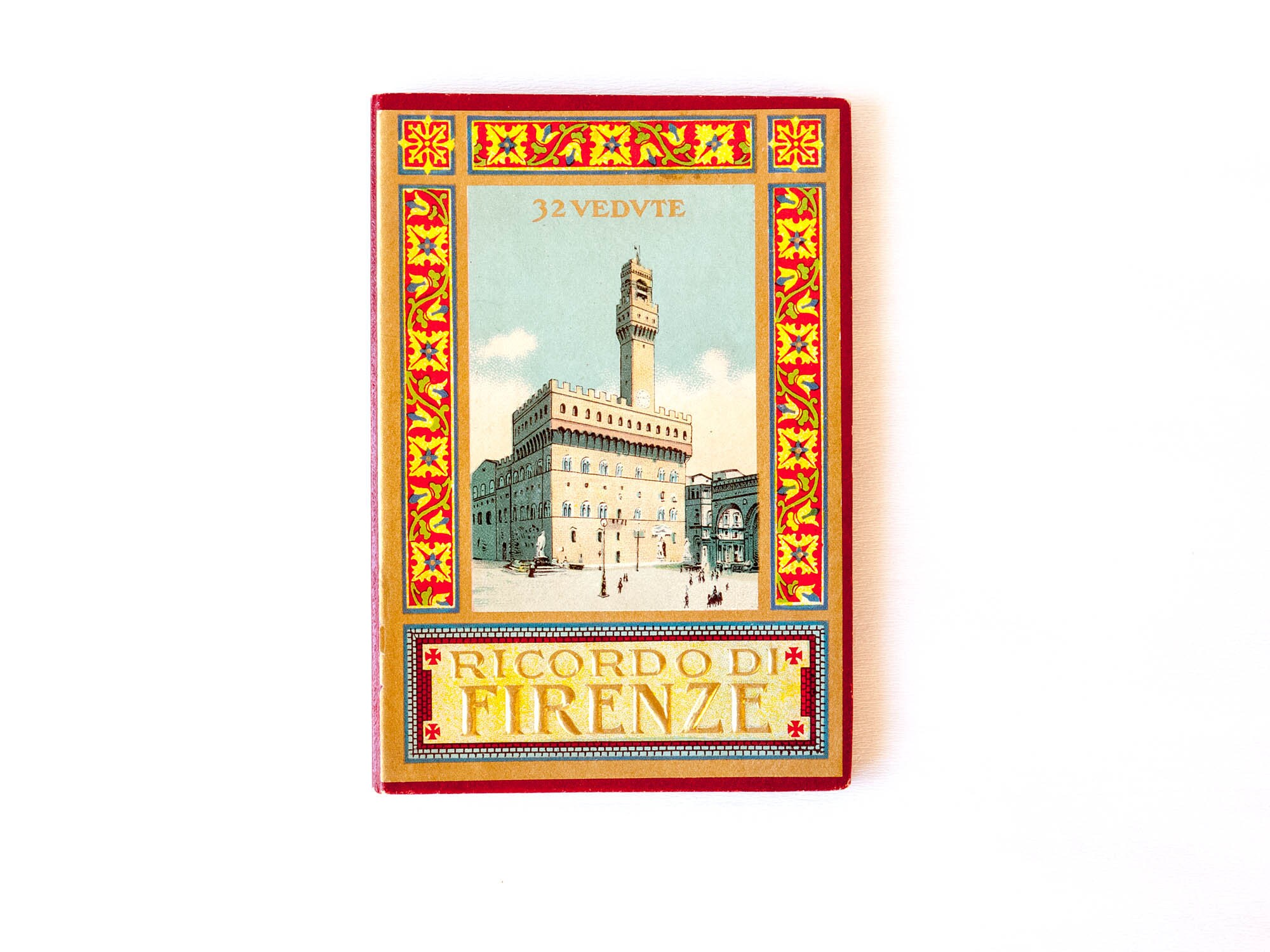 Florence foldout photo album with black and white pictures and map, "Ricordo di Firenze", Italian tourist souvenir, collectible book