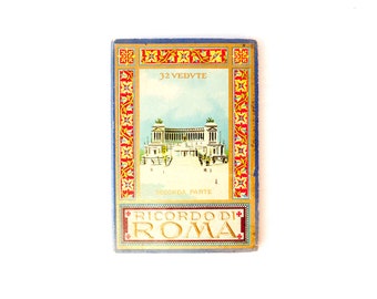 Foldout Rome photo album with map, Ricordo di Roma 2nd part, collectible Italian tourist souvenir