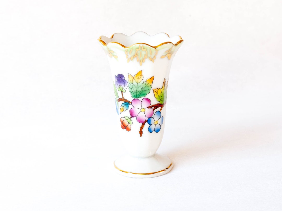 Miniature Herend Porcelain Vase With Victoria VBO Pattern Etsy