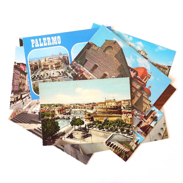 10 unposted vintage Italian postcards from Rome, Palermo, Catania, supplies for collage, scrapbooking, junk journal, paper art, postcrossing