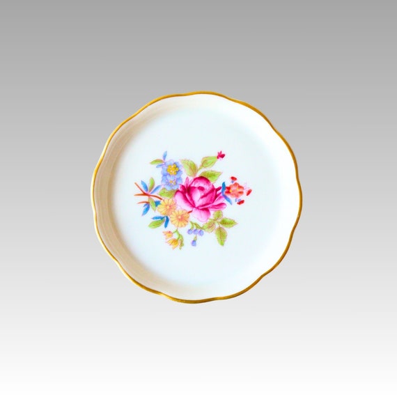 Handpainted circle Herend porcelain ring dish wit… - image 1