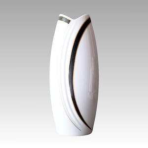 Black and white mid-century modern porcelain vase from Bavaria Mitterteich, Germany