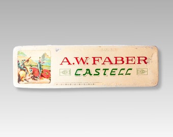 Caixa de lata para lápis Faber Castell, caixa de lata litográfica da Alemanha