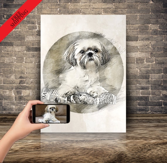 Pet Memorial Gift Pet Painting Portrait Watercolor Dog Memorial