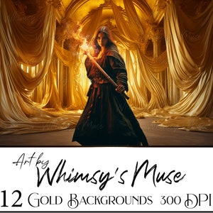 12 Stage Backdrop Gold Curtain Backdrops for Fine Art Photography, Photoshop, Digital Art, Personal And Commercial Use