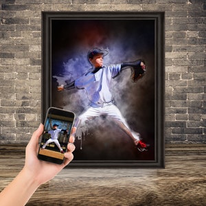 Personalized sport portrait from photo Custom Sports Portrait Painting Digital High School Sports poster custom football poster digital art
