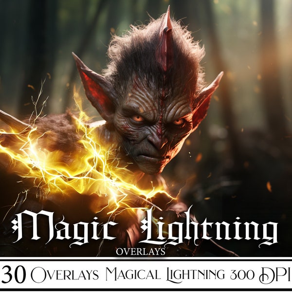 30 Lightning Bolts Overlays, magic orbs overlays, Photo Overlay, Photo Editing, PNG File For Photoshop, digital download, Fairy background,