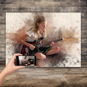 Custom Guitar Poster from Photo | Digital Music Art for Mancave | Gibson Guitar Gift | Personalized Music Print | music teacher | rockstar
