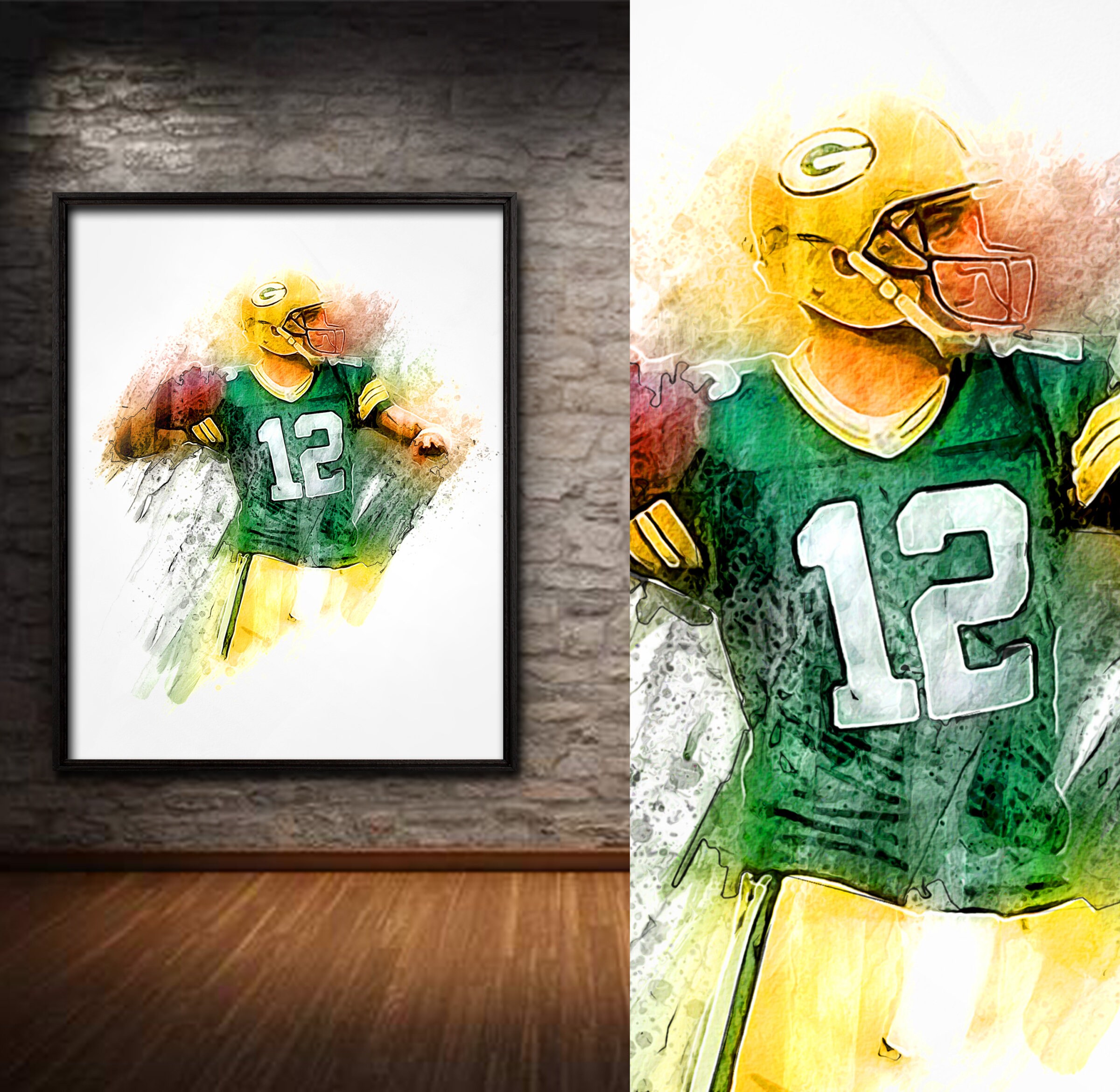 Aaron Rodgers Vintage Green Bay Packers Poster Watercolour