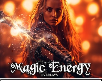 40 superposiciones de energía mágica, superposiciones de orbes mágicos, superposición de fotos, edición de fotos, archivo PNG para Photoshop, descarga digital, fondo de hadas,