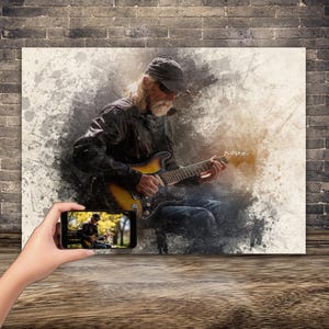 Custom Watercolor Guitar Portrait | Personalized Music Art | Handmade Photo-to-Art Poster | Unique Gift for Music Lovers custom music poster
