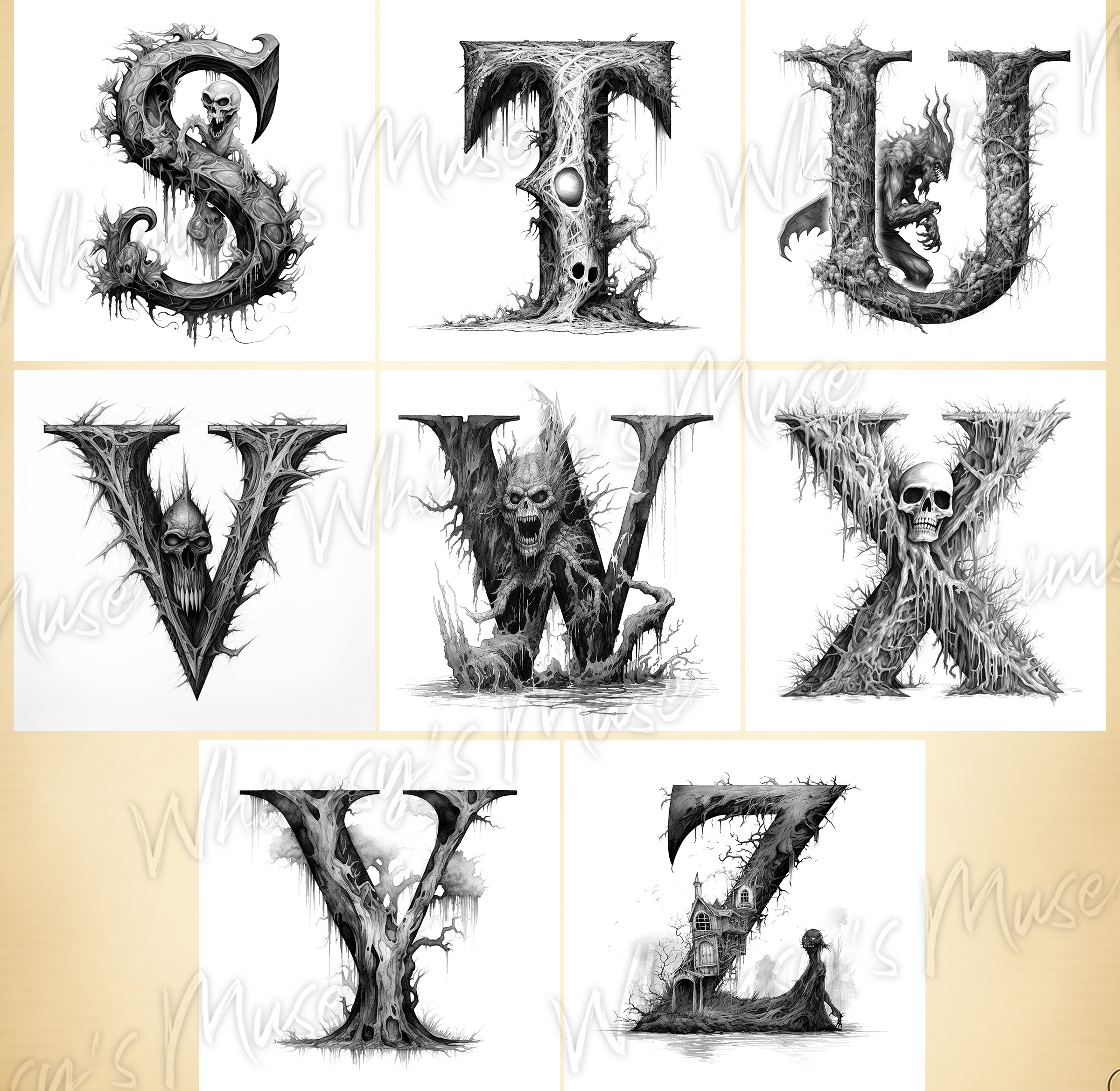 Horror Letter R 26 Gothic Spooky Alphabet Letters, Fantasy Letters, Png Horror Letters ...