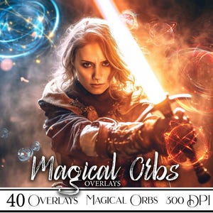 40 magiska energiöverlägg magiska klotöverlägg Photoshop fotoöverlägg fotoredigering PNG-fil för Photoshop digital nedladdning Febakgrund