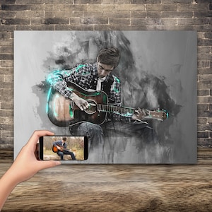 Gitarre Musiker Poster, personalisierte Gitarre Geschenk, Gitarre Geschenke, bestes personalisiertes Gitarre Geschenk, Musikposter, Musik Aquarell, individuelles Musikgeschenk