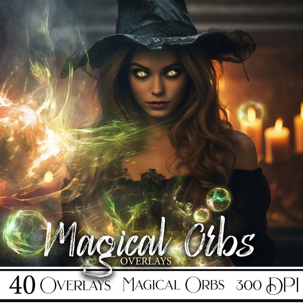 40 Magic Ball Overlays, magic orbs overlays, Photo Overlay, Photo Editing, PNG File For Photoshop, digital download, Fairy background,