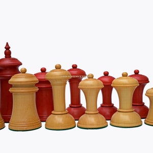 The Arabic Art antique chess set Chess Pieces 3.5&quot; King Boxwood & Crimson Stained luxury wood chess pieces--The Chess Empire