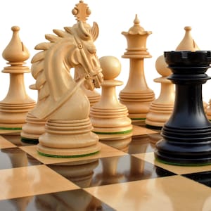The Bridle Staunton luxury chess pieces Boxwood & Ebony 4.25&quot; King unique luxury wood staunton chess set pieces --The Chess Empire