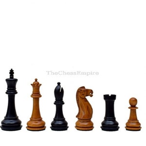 19th Century Jaques Staunton luxury wood chess pieces  Antiqued Boxwood & Ebonized 3.75&quot; staunton chess pieces--The Chess Empire