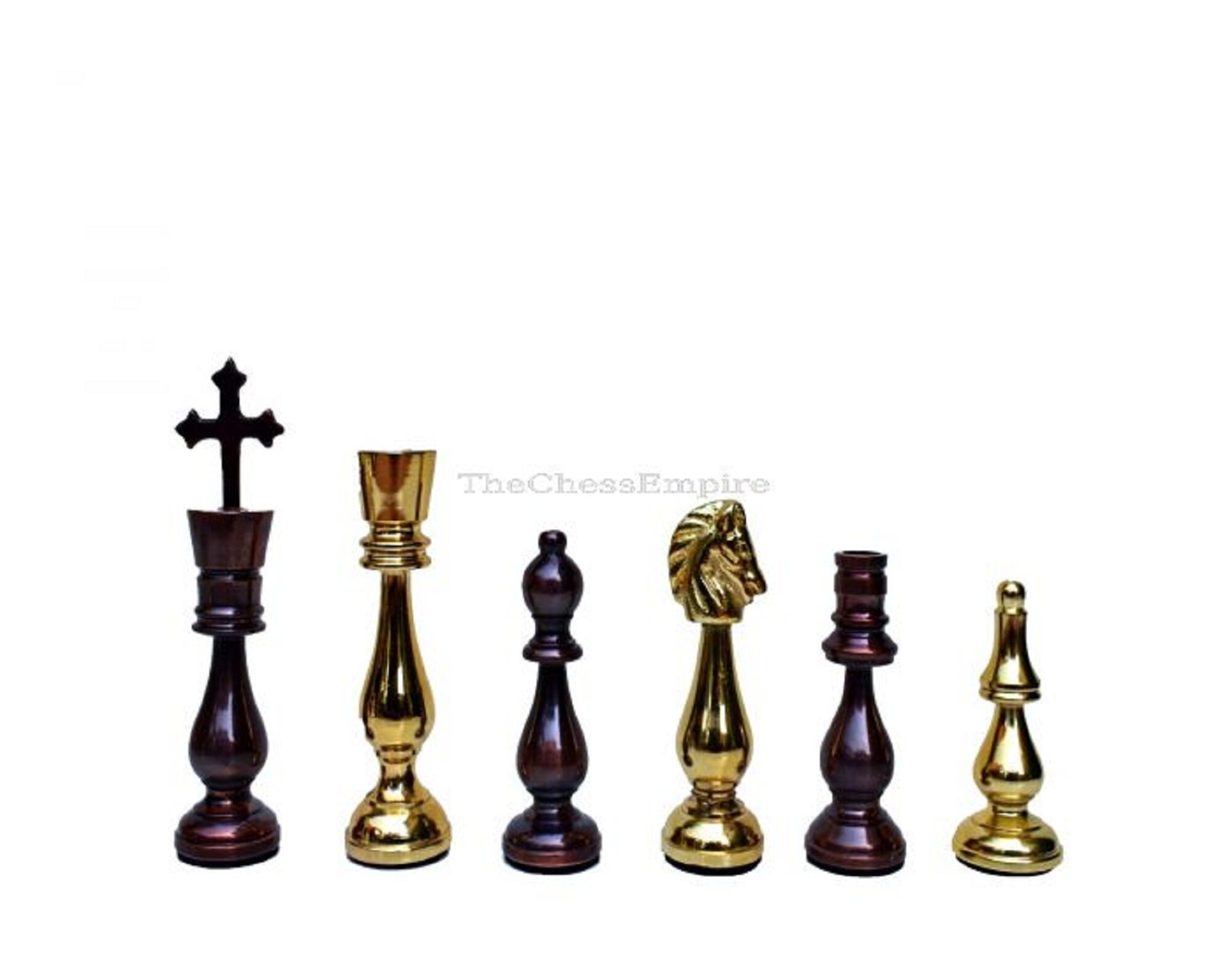 King of Castle Brass Chess Pieces Antiqued Brass/ Brass Solid