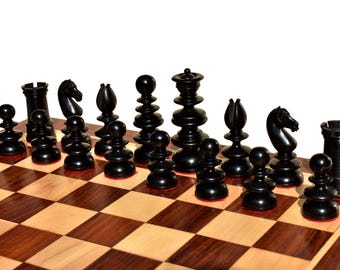 Zeitlose 1840 Calvert-Serie Reproduktion Boxwood / Ebenholz 3,3 "König schwer gewichtet mit 16" Zoll Luxus Holz Schachspiel Set-The Chess Empire