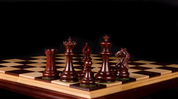 The Kings Crown Series Chess Pieces Boxwood & Padauk 4.25 King