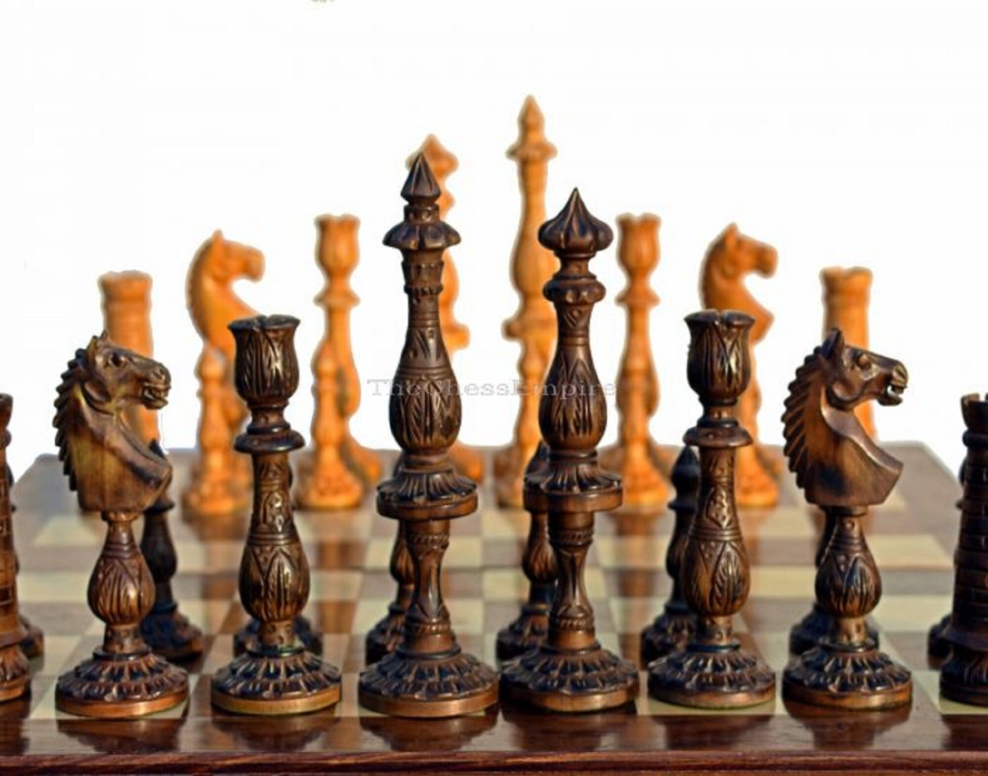 Bold Luxury Chess Set with hand-carved wooden pieces and supreme board –