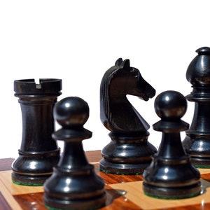 B210 Henri Chavet Series reproduction 1980-1990 Chess pieces Boxwood & Ebonized 3.625&quot; King luxury wood chess pieces--The Chess Empire