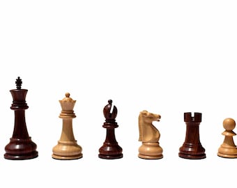 1972 Championship Fischer Spassky luxury wood chess pieces Boxwood/Rosewood 3.75" King staunton chess pieces--The Chess Empire