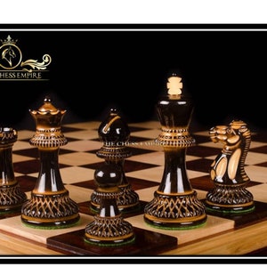 The Parker Boxwood Burnt 3.75” King  luxury wood chess pieces  staunton chess pieces--The Chess Empire