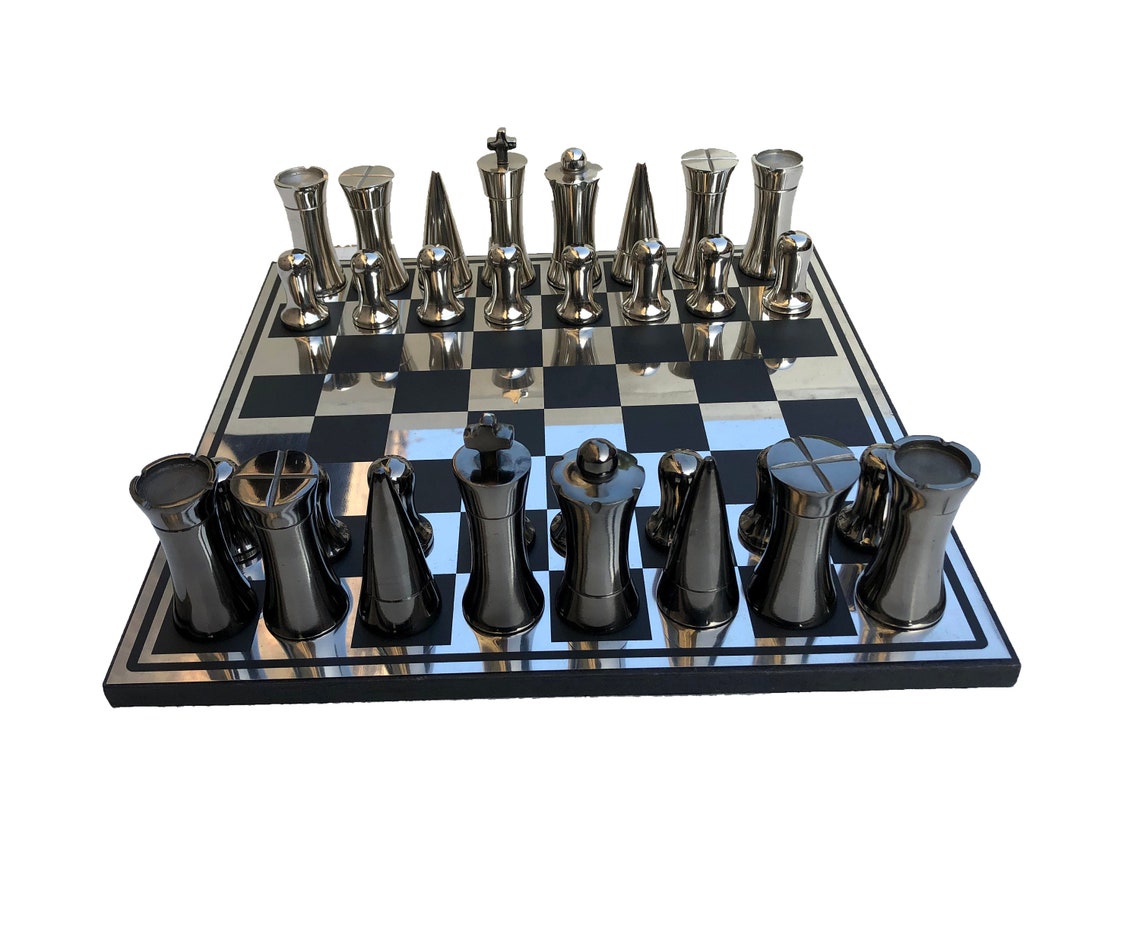 Art Deco Complete Aluminum Chess Set 3.5 Metal Pieces - Etsy