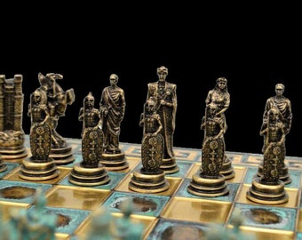 Battle Of Troy Theme Chess set 28 x 28 cm Bronze chess board with 2.5&quot; Chess Pieces luxury chess set metal chess set--The Chess Empire