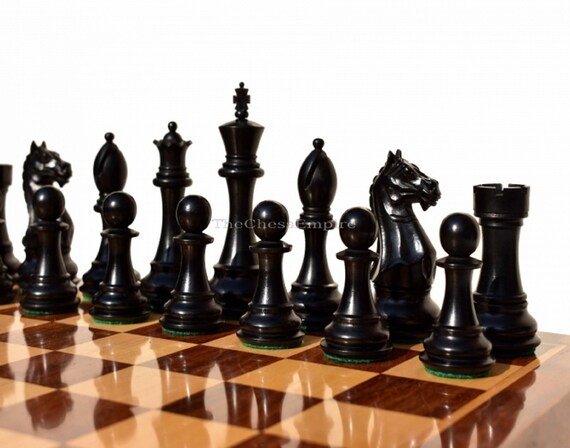 Fierce Series Staunton 3" Ebonised Wood Chess Pieces with Chess board 