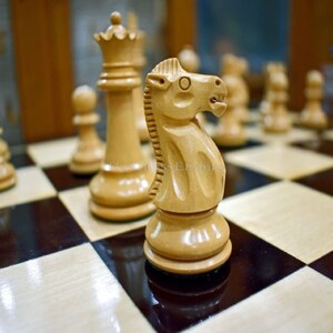 Fischer Spasky series Boxwood & Ebony luxury wood chess pieces- 3.5&quot; King staunton chess pieces --The Chess Empire