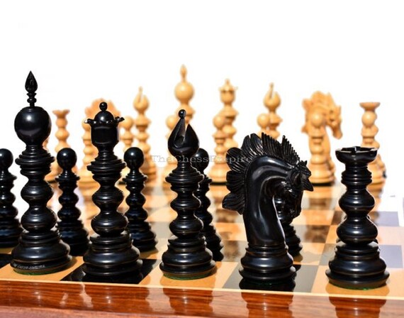 4.4" King Genuine Ebony Pieces Only The Cremona Luxury Chess Set 