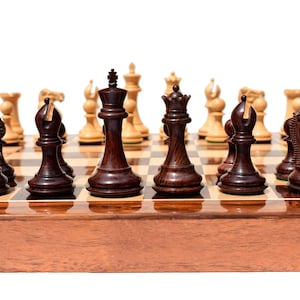 Executive collector Series complete chess set Boxwood & Rosewood 3&quot; King with 16&quot; folding luxury wood chess board