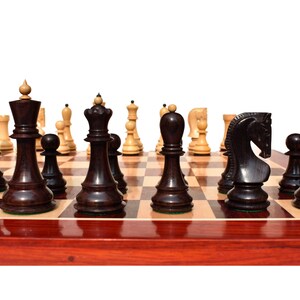 Zagreb 59 Series luxury chess pieces Boxwood & Rosewood 3.9 King staunton wood chess piecesThe Chess Empire image 7