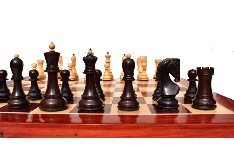 Zagreb 59 Series luxury chess pieces Boxwood & Rosewood 3.9 King staunton wood chess piecesThe Chess Empire image 7