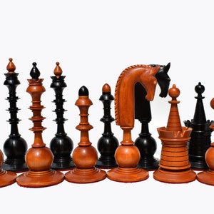 1935 Warsaw Capablanca Simultaneous Chess Pieces in Ebony and