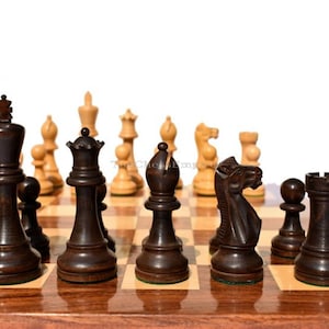 Piezas de ajedrez de la serie Grandmaster Boxwood & Walnut Gilded Boxwood 3.75 "King luxury wood staunton chess set chess pieces--The Chess Empire