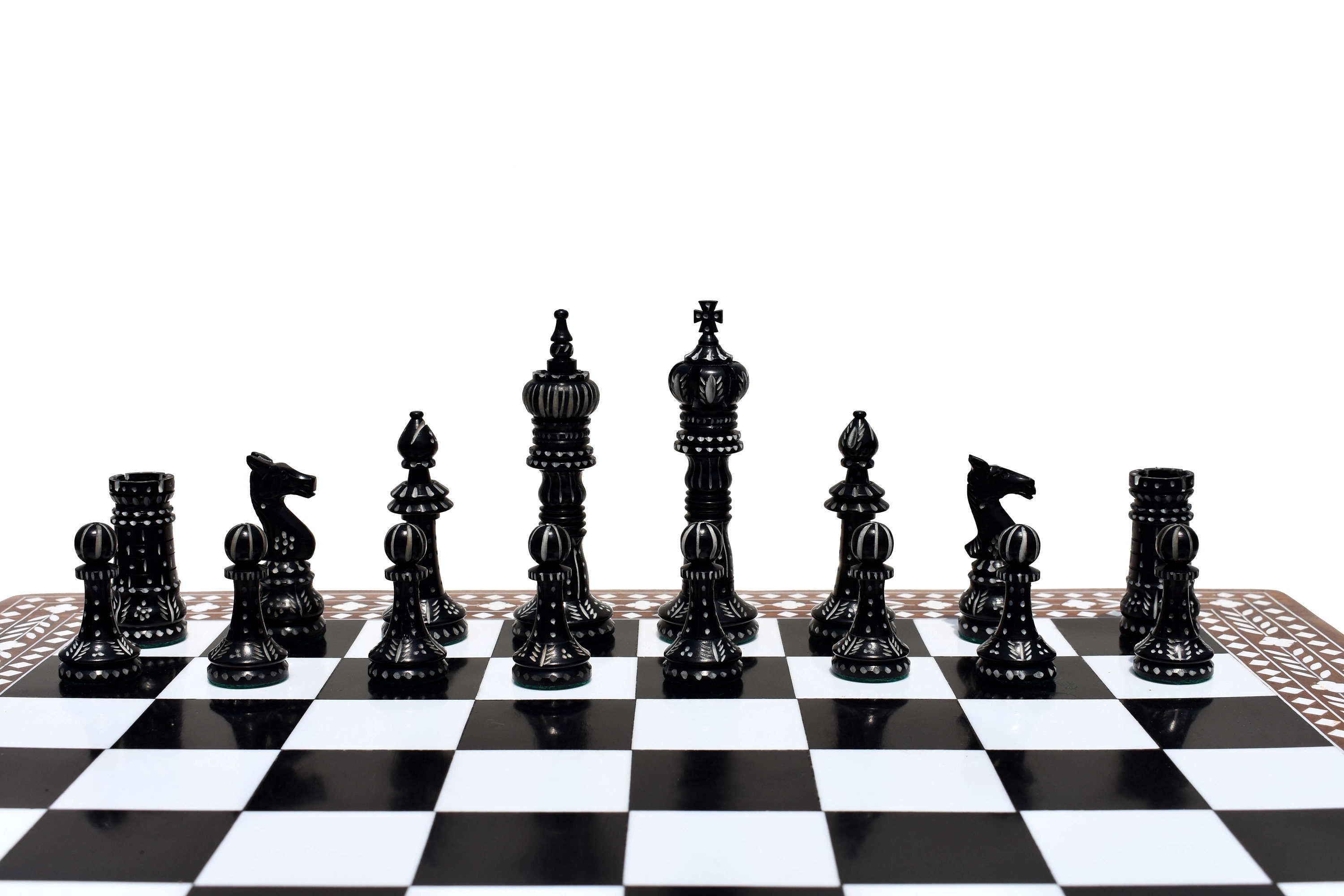 The King Cross Series complete Chess set Natural Bone & Black Etsy