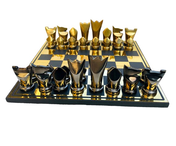 CHESS SET BLACK GLASS BOARD WITH WOODEN STORAGE BOX 14x14 FOR Metal CHESS