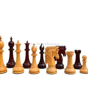 The Utgard Castle luxury Staunton luxury wood chess pieces Boxwood & Padauk 4.4&quot; King staunton chess pieces (Glossy Finish)