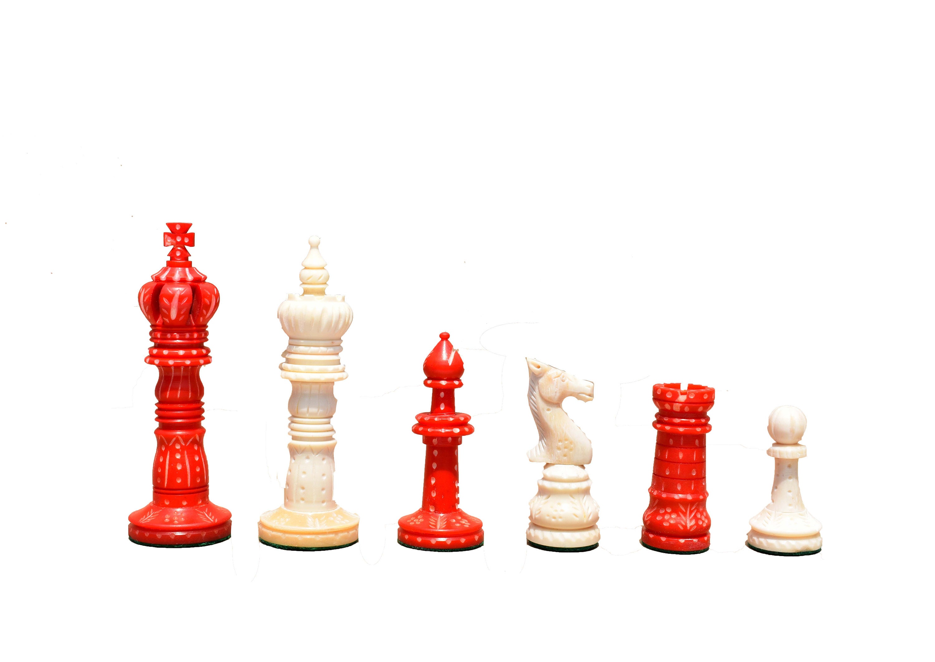 4.6″ Antique Pre-Staunton English Chess Set - Camel Bone- Ivory White